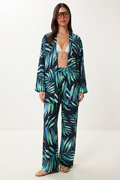 Lovelyİstanbul Σετ παντελονιών κιμονό από βισκόζη με σχέδια για το καλοκαίρι ...