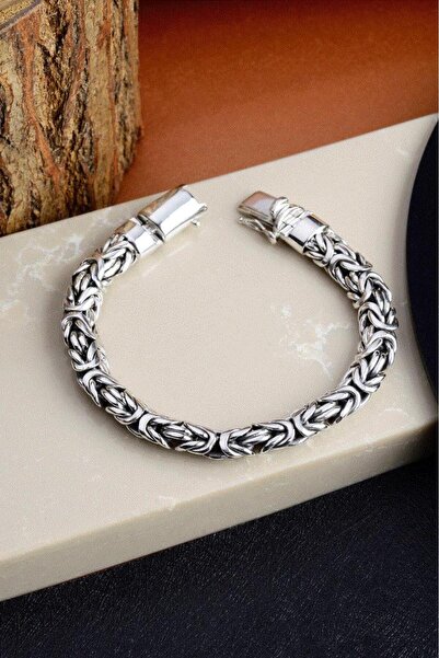 Innuendo Jewelry 925 Ayar Gümüş Kral Örgü Erkek Bileklik Kalın Maskülen Şık G...