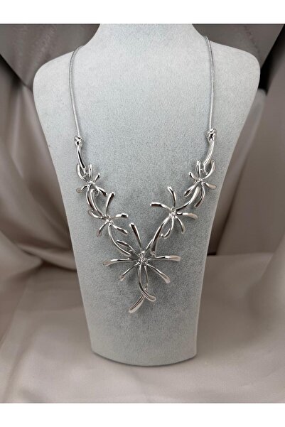 ZS Aksesuar Gold Sparkling Abstract Branch Design Necklace Special Design Gla...