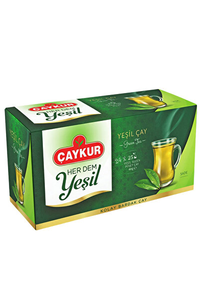 Çaykur أكياس شاي هيردم الأخضر 1.6 جرام، 25 قطعة، عبوة تحتوي على 25 حبة