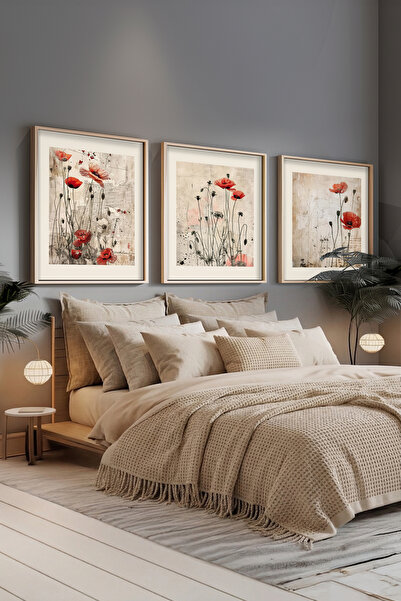 STARYUNA Ξύλινο Σετ Τριπλής Ζωγραφικής με Λουλούδια Παπαρούνας Ucyuna699