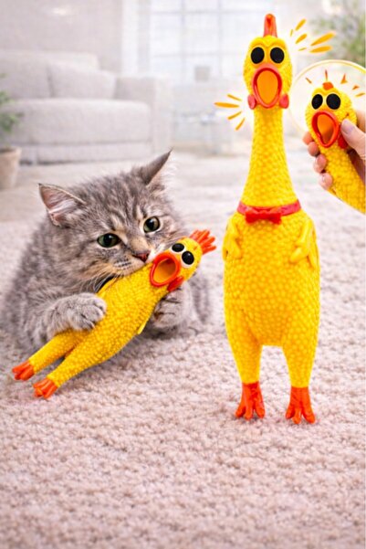 optana Ses Çıkaran Tavuk Oyuncak | Kedi & Köpek İçin Dayanıklı Küçük Boy Oyuncak – 16 CM