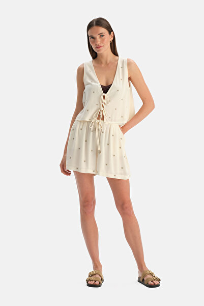 Dagi Μπεζ σορτς με λεπτομέρειες κεντήματος