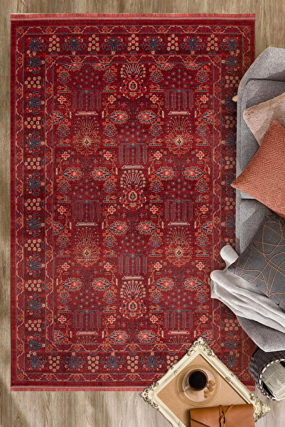 Afgani Vintage Klasik Desenli, Eskitme Görünümlü Şık Salon ve Oturma Odası Halısı