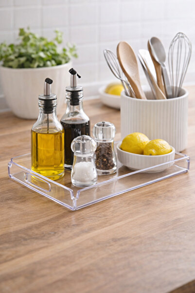 Flaura Home Şeffaf Organizer Tepsi | Mutfak Banyo Masa Üstü Düzenleyici | Mod...