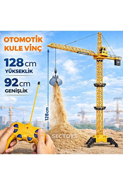 scntoys Dev Boy Uzaktan Kumandalı Oyuncak Kule Vinç 128 CM Gövdesi ve Halatı ...