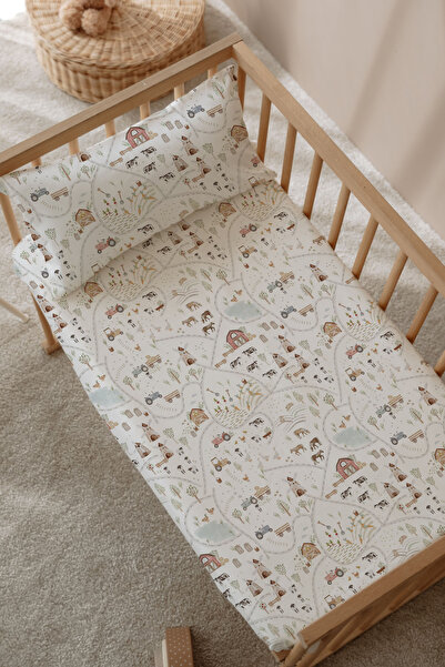 TBA COLLECTION Σετ Ελαστικά Σεντόνια για Μωρά - Χάρτης Αγροκτήματος