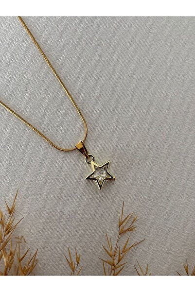 stainless steell Gold Frame Star Shape Steel Necklace