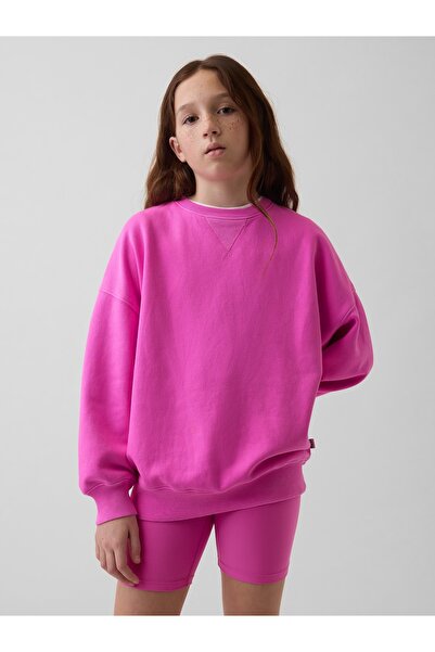 GAP Kız Çocuk Pembe VintageSoft Oversized Tunik Sweatshirt