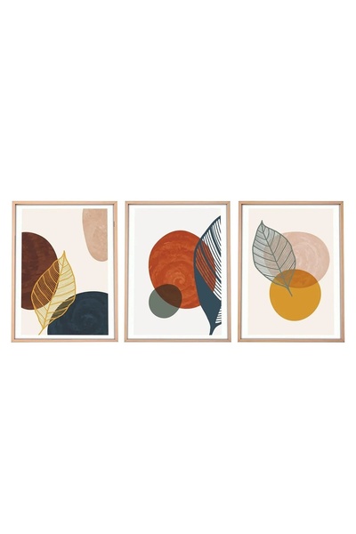 OEM Set de artă decorativă de perete Re-Bloom, 3 piese, MDF/lemn masiv, multi...