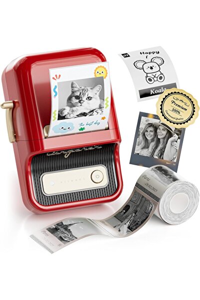 NiiMbot B21 Pro Etiket Makinesi, 300DPI HD Etiket Yazıcı, Kırmızı, Fotoğrafla...