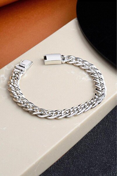 innuendo jewelery 925 Ayar Gümüş Kalın Halka Zincir Erkek Bileklik Maskülen Ş...