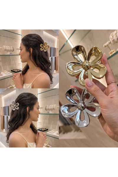 GÜLPEŞE Σετ 2 τεμαχίων Ειδικής Σειράς Πλαστικά Μεταλλιζέ Κλιπ Μαλλιών με Σχέδ...