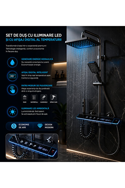 OEM Σετ Στήλης Ντους με LED και Ψηφιακή Ένδειξη Θερμοκρασίας, Τηλέφωνο Ντους ...