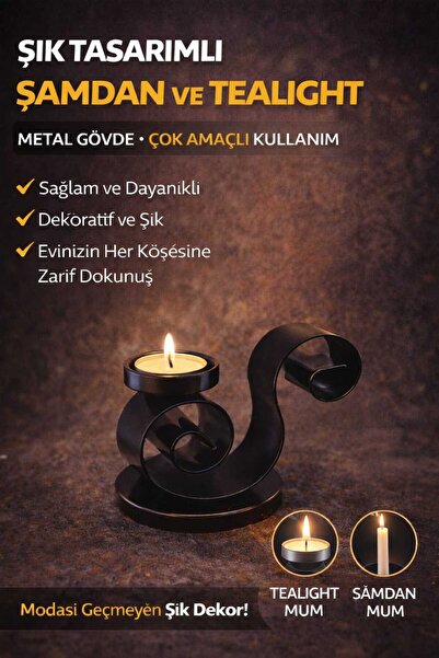 ASG DEKORATİF TEALİGHT VE MUM STANDI METAL ŞIK ŞAMDAN