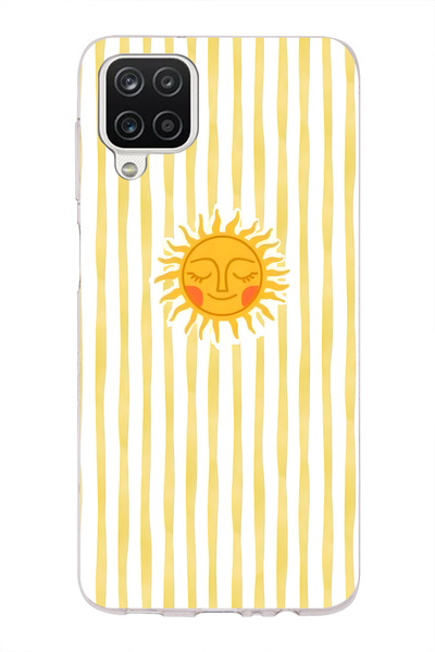FLAMENKO Samsung Galaxy A22 / M22 / M32 Compatible Yellow Striped Sun Pattern...