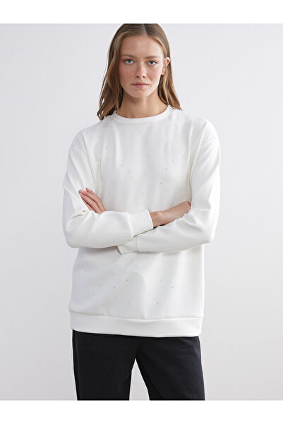 LC Waikiki Crew Neck Rhinestone Embellished Women's Sweatshirt