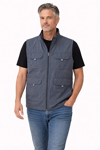 Mutlu City Ανδρικό υφασμάτινο γιλέκο κυνηγιού με πολλές τσέπες 2034