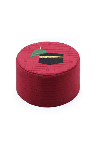 Sarıkhane Hajj Umrah Kalıp Sarık Coffin - Burgundy - Mecca Medina - Felt