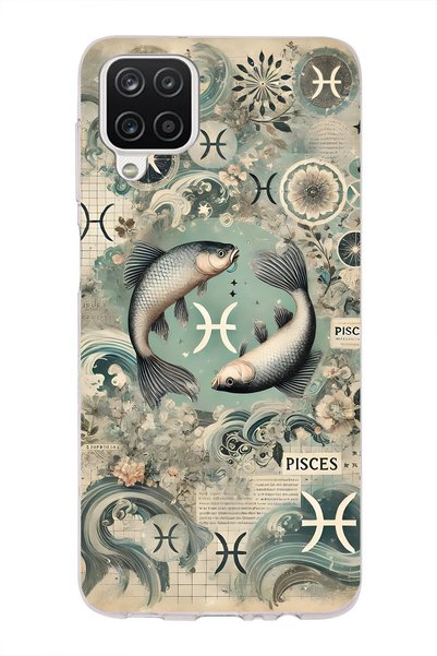 FLAMENKO Samsung Galaxy A22 / M22 / M32 Compatible Pisces Patterned Transpare...