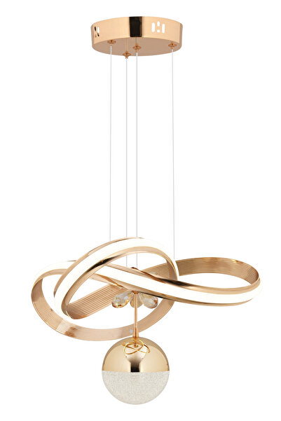 Dekorluna Lidya Modern 3 Renk Işık Özellikli Gold Kaplama Sarkıt Led Avize Salon Avize