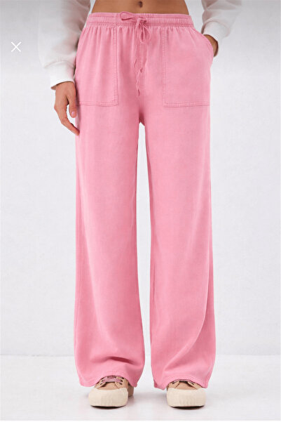 Trendiz Γυναικείο ψηλόμεσο παντελόνι βισκόζης Palazzo ροζ 4629