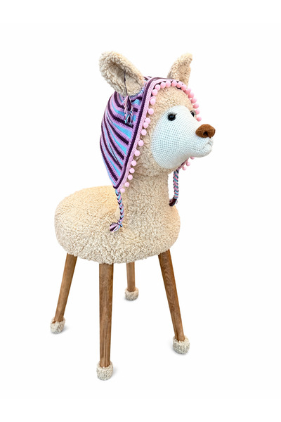 Komek Sepeti Amigurumi Lama Figürlü Tabure