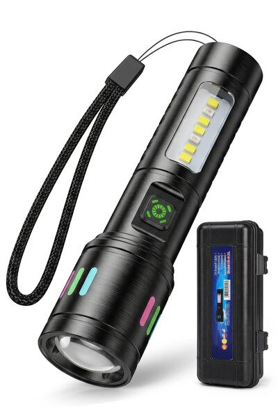 Telvesse 2000LM Profesyonel Şarjlı Metal El Feneri Zoomlu Type-C COB LED Lamb...
