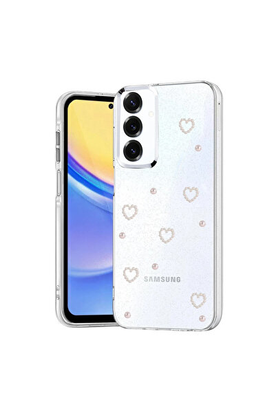 TechTrove Samsung Galaxy A57 5G Uyumlu Şeffaf ve Simli Darbe Emici Kamera Kor...