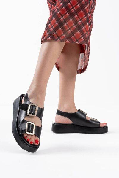 Zerenyus Μαύρα σανδάλια Carmel Premium με αγκράφα