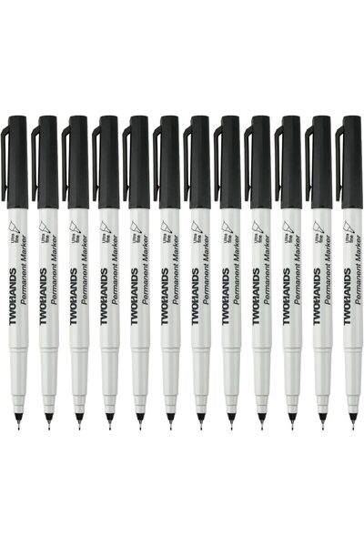 Generic Two Hands Ultra Fine Tip Permanent Markers 0.5mm, Black, 12 Pieces, 2...