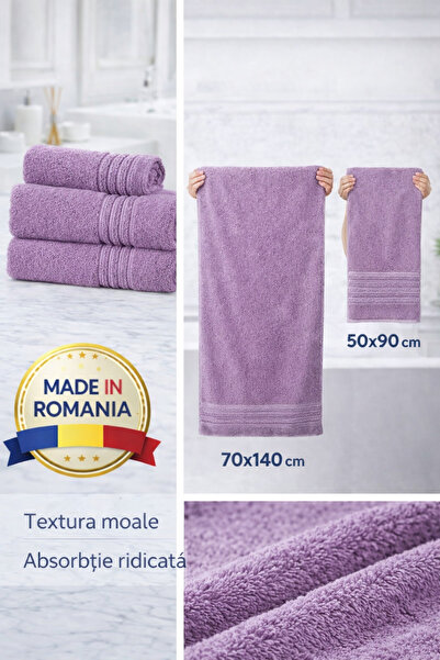 Set de 2 prosoape de bumbac premium pentru hotel, 100% bumbac, 600g/m2, 70x140cm + 50x90cm, Fabricat în România miniatura 2