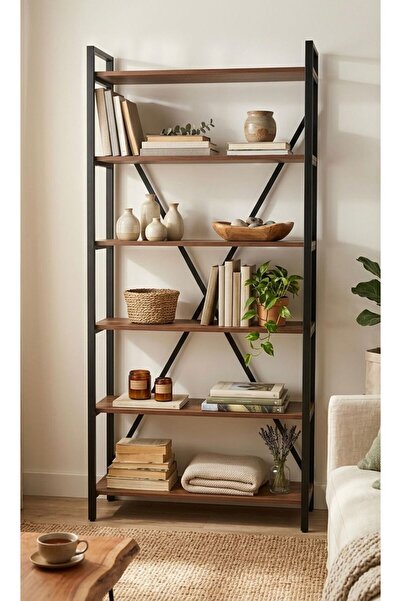 UYKULA 180x90 Metal Kitaplık- 5 Raflı Ekonomik Modern Ev Ofis Kitaplığı