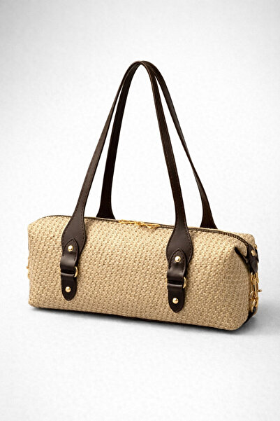 Madamra Ψάθινη γυναικεία τσάντα ώμου Κομψή τσάντα χειρός κυλινδρικού σχήματος...