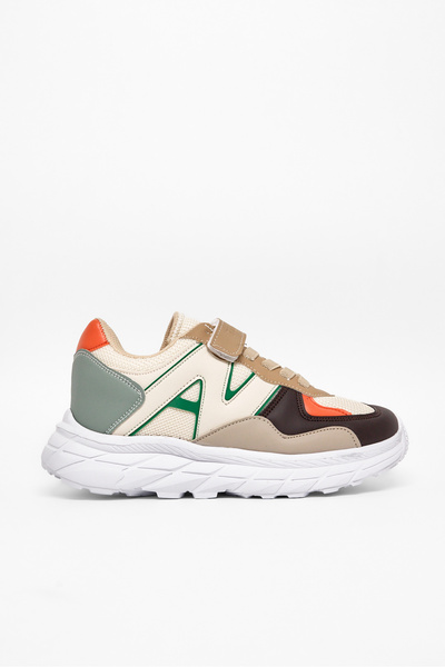 Tonny Black Παιδικό Unisex Κρεμ Καφέ Άνετο Αθλητικό Παπούτσι με Velcro και κο...