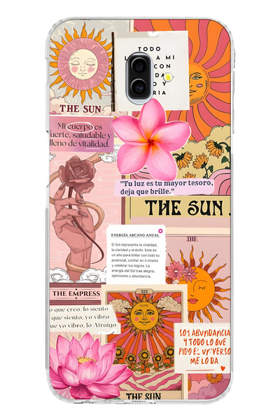 FLAMENKO Samsung Galaxy J6 Plus Uyumlu Güneş Tarot Desenli Şeffaf Telefon Kılıfı