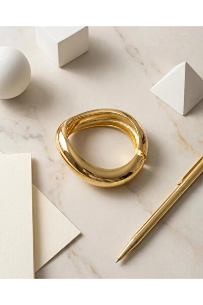 LİYONA JEWELLERY 16K Kıvrımlı Kelepçe Bilezik