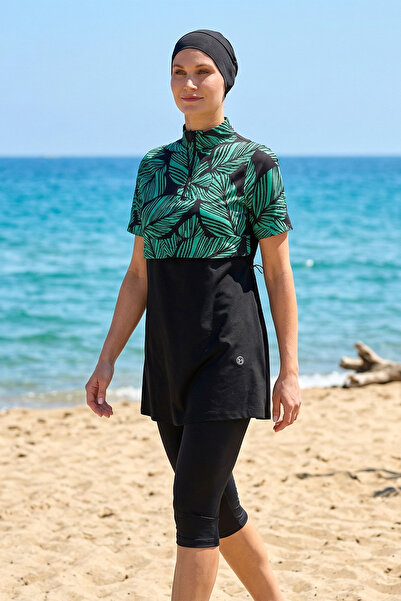 Haliç Mayo Κοντομάνικο Αθλητικό Μαγιό Λύκρα Ημικλειστό 6567 Μαύρο