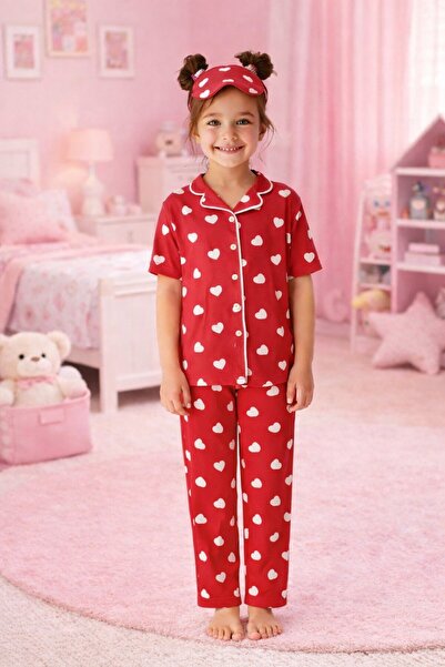 zahider Κοριτσίστικο βαμβακερό πουκάμισο με γιακά και κουμπιά, με σχέδιο καρδ...