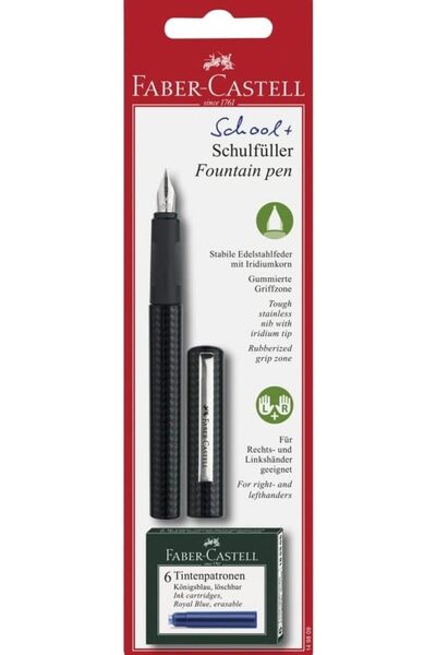 Generic Faber-Castell Fountain Pen with Medium Carbon Nib + 6 Blue Ink Cartri...