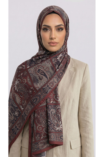 Karaca ΒΑΜΒΑΚΕΡΟ ΣΑΛΙ ΜΕ ΣΧΕΔΙΟ PAISLEY - ΚΟΚΚΙΝΟ ΜΠΟΡΝΤΟ / ΜΠΕΖ