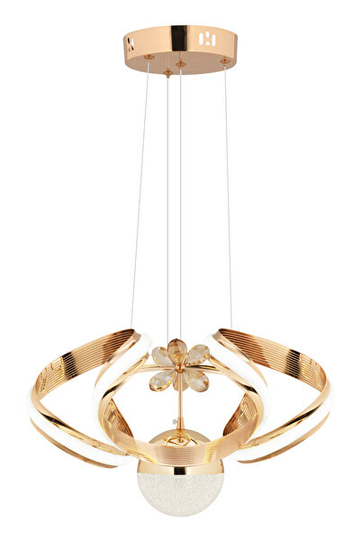 Dekorluna Alfred Modern 3 Renk Işık Özellikli Gold Kaplama Sarkıt Led Avize Salon Avize