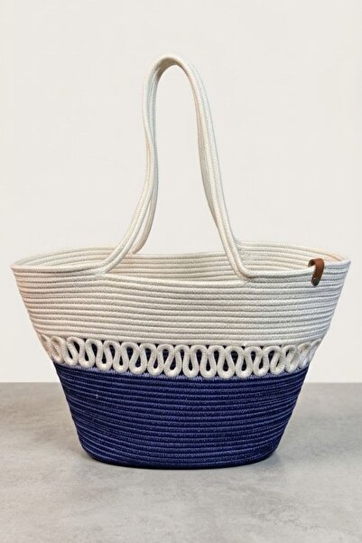Comfort Craft Double Color Patterned Jute Straw Look Beach Bag - Stylish Summ...