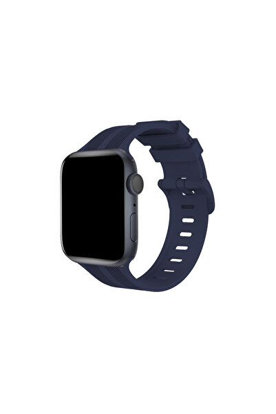 NewFace Apple Watch 38mm Kr408 Striped Silicone Band - Navy Blue
