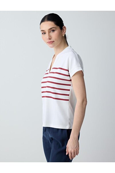 Jimmy Key Αμάνικο πλεκτό φούτερ με λαιμόκοψη V και σχέδιο κόκκινης γραμμής