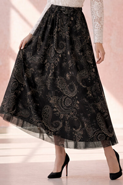 benguen Patterned Tulle Skirt A222 Black