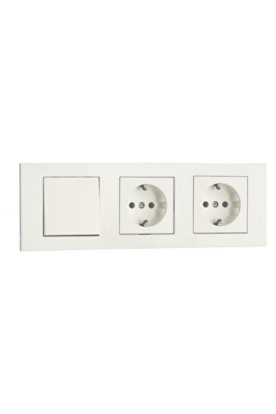 Huzur Elektrik مجموعة Ovivo Grano White المكونة من 3 مفاتيح ومقبس مؤرض ومقبس ...