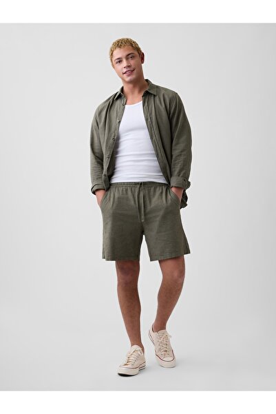 GAP Erkek Haki 7" Keten Karışımı Easy Şort