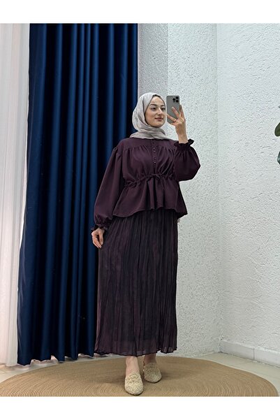 MİHRA STORE Sümeyra Beli Tünelli Κοντό πουκάμισο με λάστιχο στα μανίκια και κ...