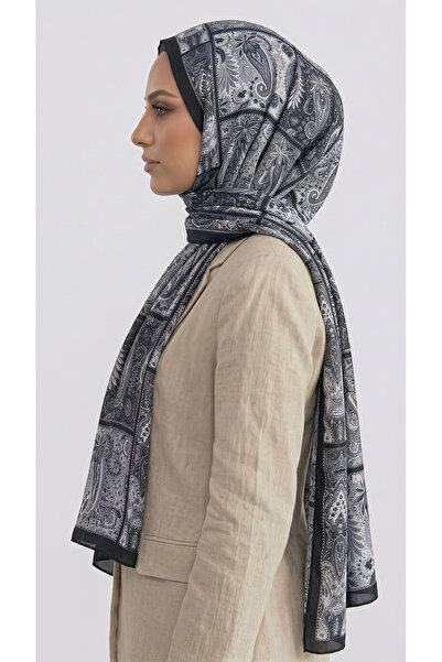 Karaca ΒΑΜΒΑΚΙΝΟ ΣΑΛΙ ΜΕ ΣΧΕΔΙΟ PAISLEY - ΜΑΥΡΟ / ΓΚΡΙ